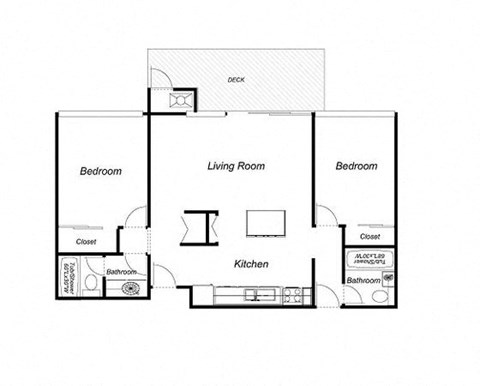 2 Bedroom 2 Bath Home floor plan for Arastradero West Apartments 